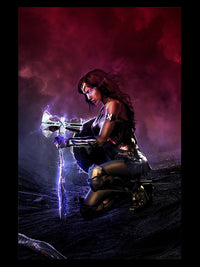 Wonder Women With Thor Hammer Metal Poster