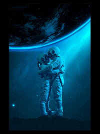 Couple in Space Metal Poster